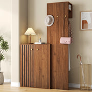 Guardaroba compatto 115x38.5x191.5 cm con scarpiera e ripiani regolabili in MDF noce