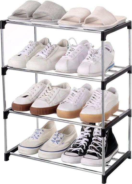 Rack per scarpe compattabile e ripiegabile per l'organizzazione di scarpe in corridoio e armadio