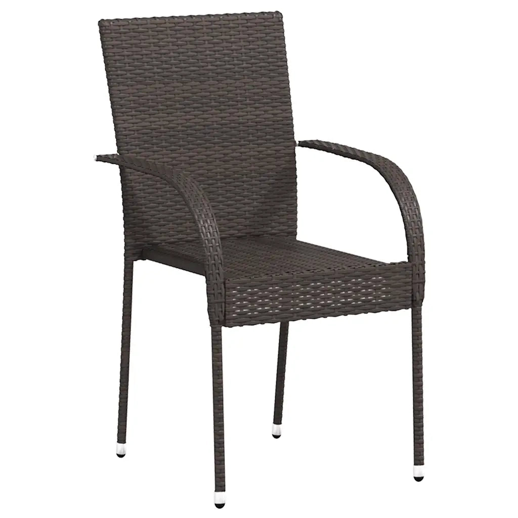 Sedie da giardino Impilabili 2 pz | Sedie da Esterno in Polyrattan Marrone