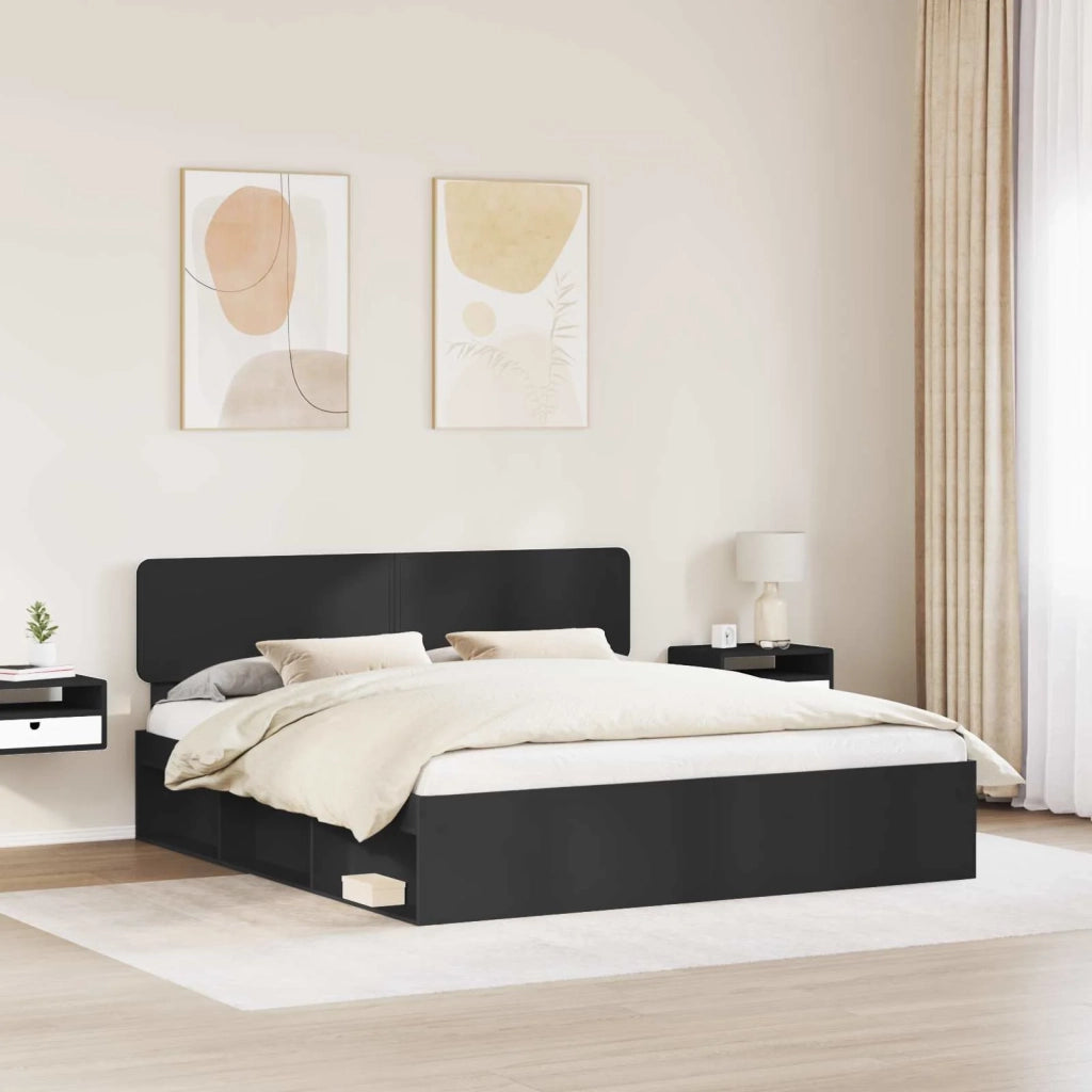 Struttura del letto Nero 200 x 200 cm Pino massello 3412034
