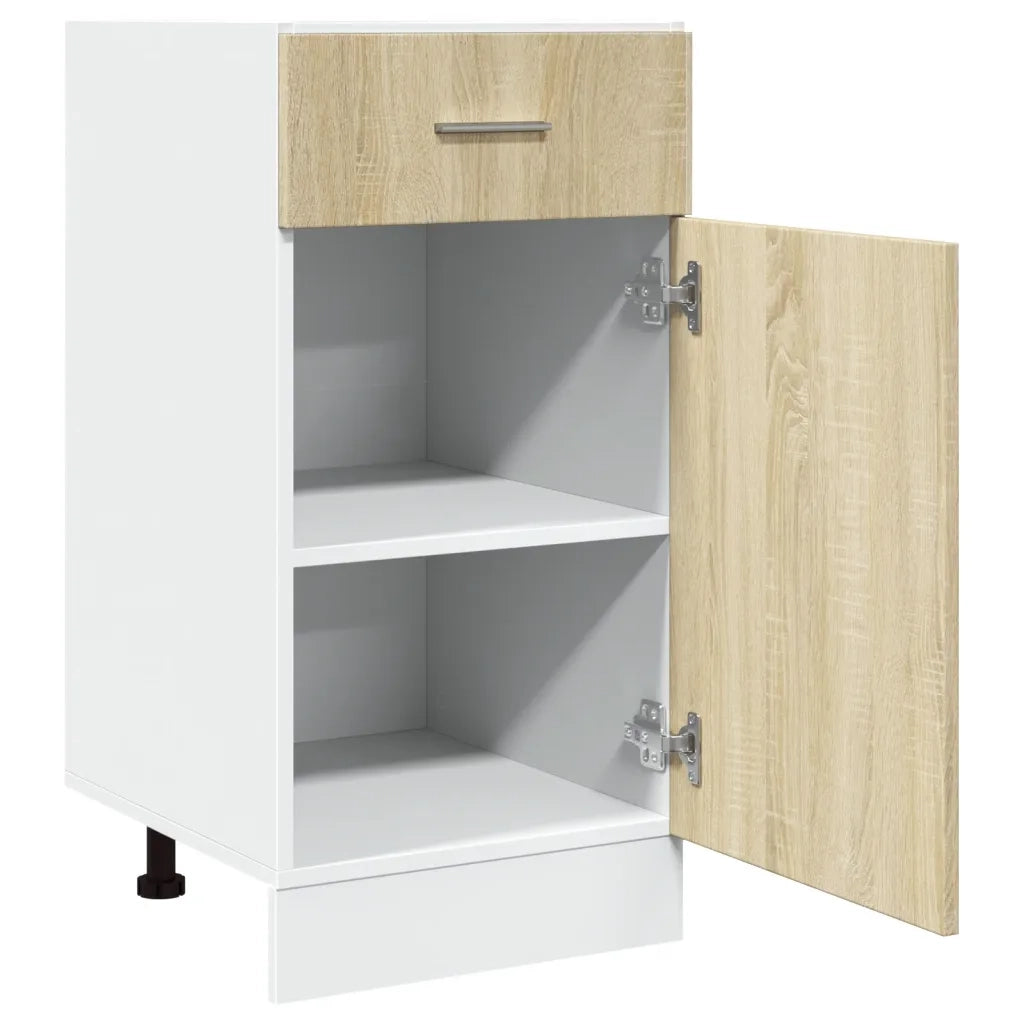 Ampio mobile basso da cucina con cassetti 40 x 46 x 81 cm realizzato in legno composito di rovere Sonoma 02_0049512