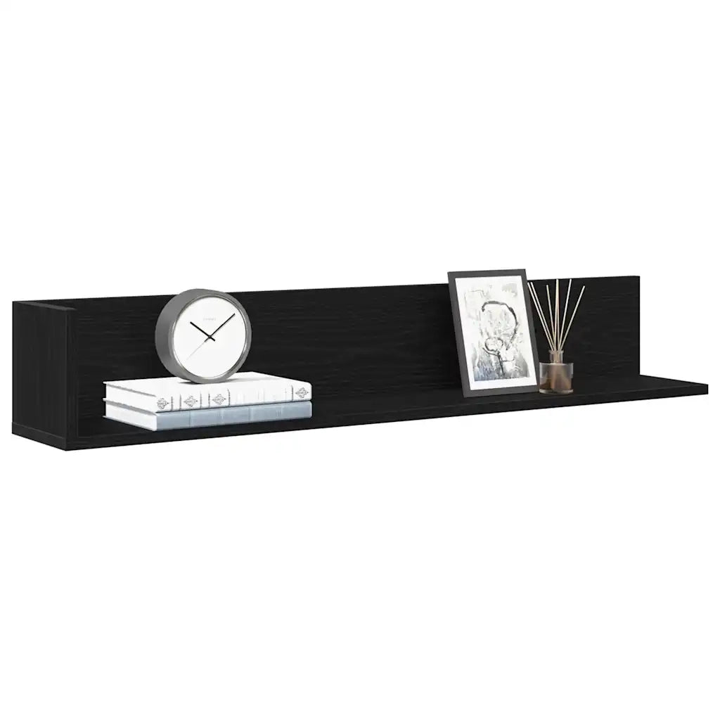 Mensole da Parete 2pz Nere 100x16,5x16,5 cm Legno Multistrato 860041