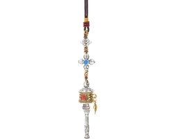 Decorazione per Hanger con Om Padme Hum - Amuleto Feng Shui - Decorazione per Meditazione - Design Tradizionale - Regalo per Matrimoni - Hanger con Pestello Vajra - Accessorio Decorativo