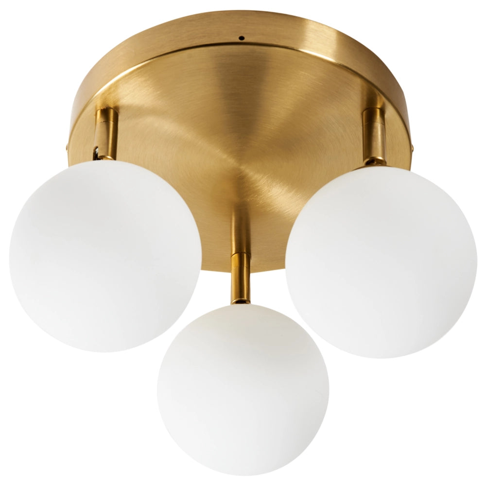 Plafoniera a 3 luci in ottone, vetro bianco e metallo di ferro Illuminazione del soggiorno dall'aspetto moderno e glamour
