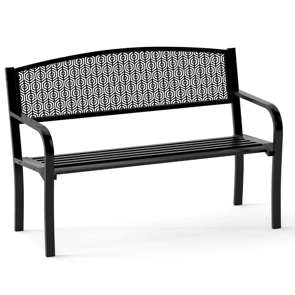 Panca da esterno 60 x 128 x 86 cm set da 1 comoda e resistente stile moderno metallo nero 20_0020916