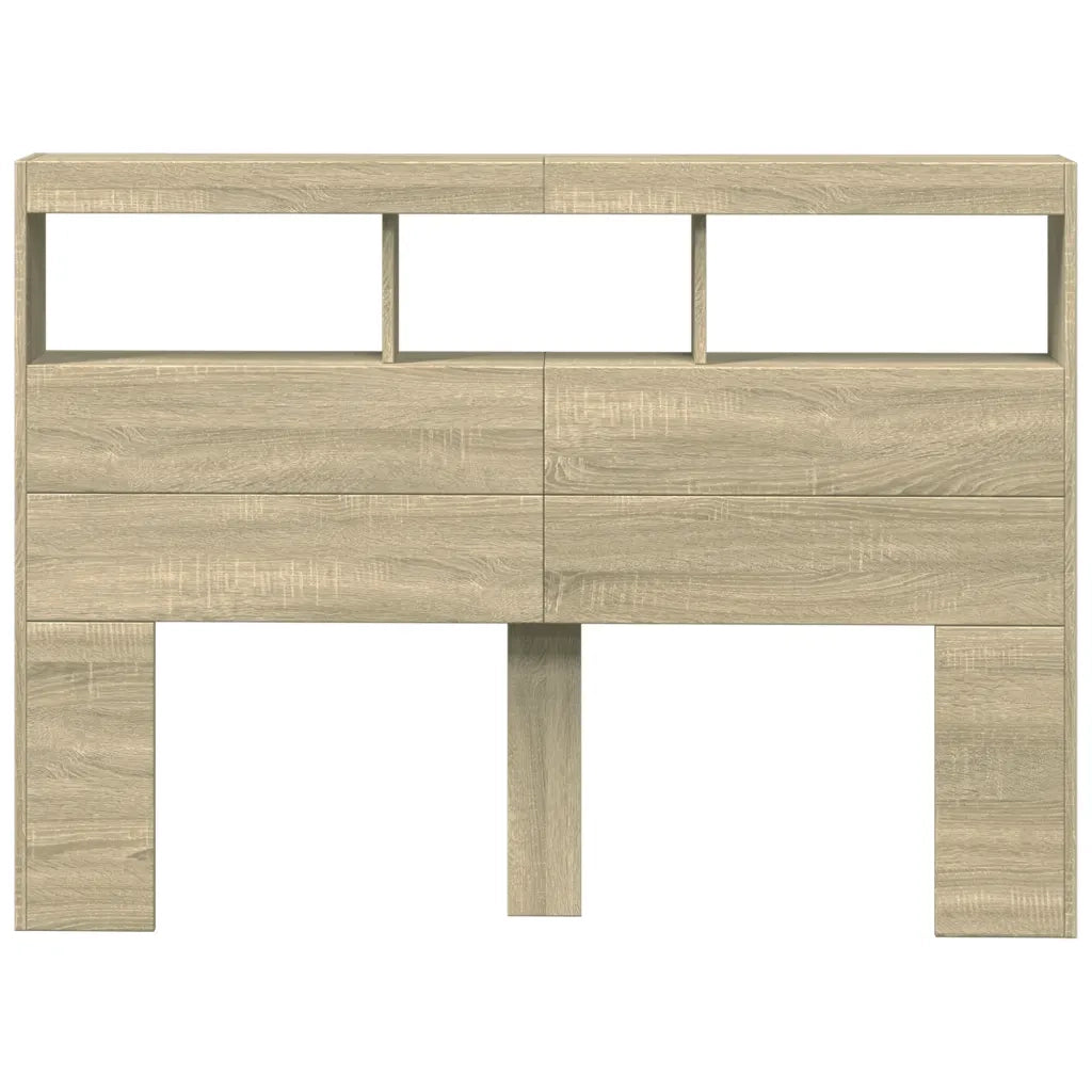 Testiera con Contenitore a LED Rovere Sonoma 140x17x102 cm