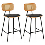Set di 2 sgabelli da bar in rattan 45 x 45 x 94 cm schienale ergonomico design moderno metallo nero 20_0020164