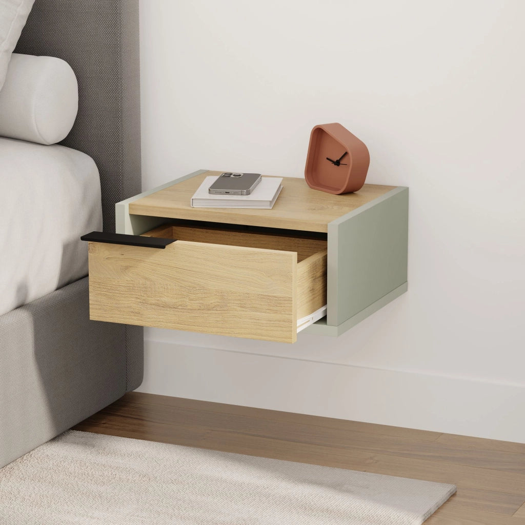 Comodino in legno a parete "Eco" - 40 x 30 x 19 cm - Verde
