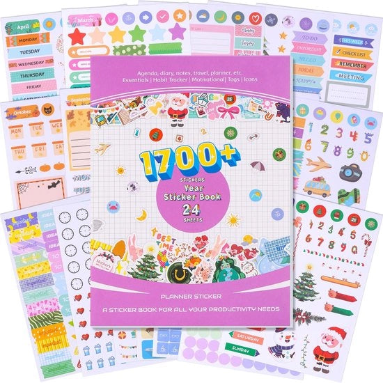 Stickers per Pianificatore 1700+ pezzi - 24 fogli di Stickers - Adulti - Giornali - Calendari - Creatività e Produttività