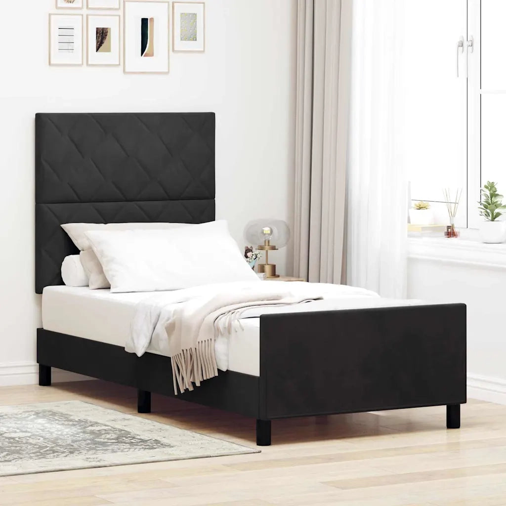 Letto a molle con testiera Nero 90 x 200 cm Velluto 3344983