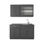 Vicco Cucina monoblocco Landhaus antrazit-oro 140 cm senza piano di lavoro