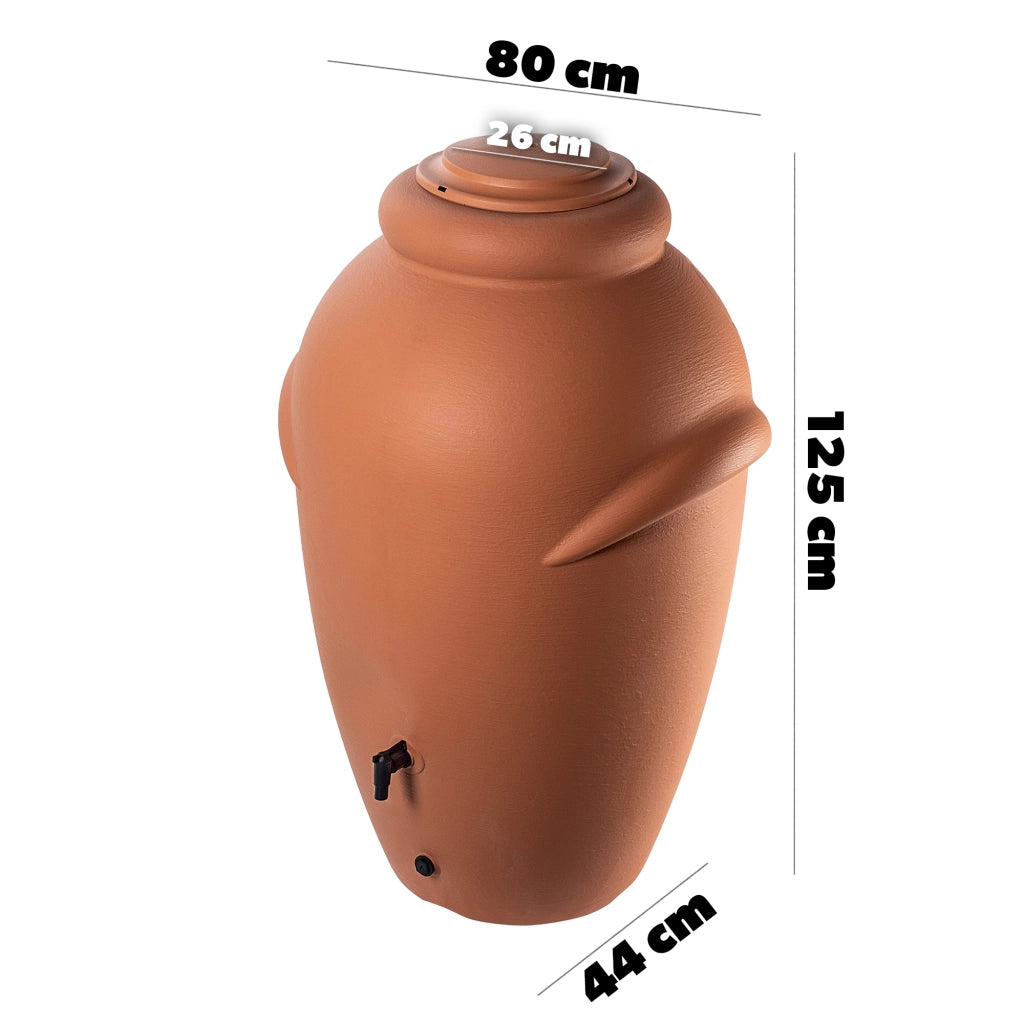 Serbatoio per acqua piovana KADAX da 360 litri + kit di collegamento al rubinetto e supporto