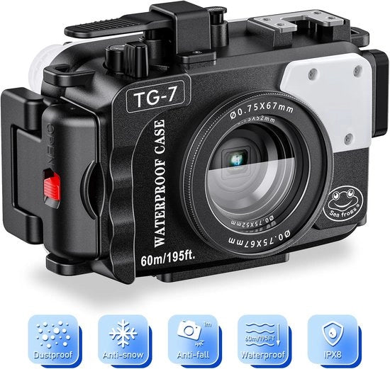 Cassa per Camera Sottomarina - Protezione Acquatica - Fotografia Subacquea - 60 Metri di Profondità - 52mm 67mm Fusto di Viti - Nero