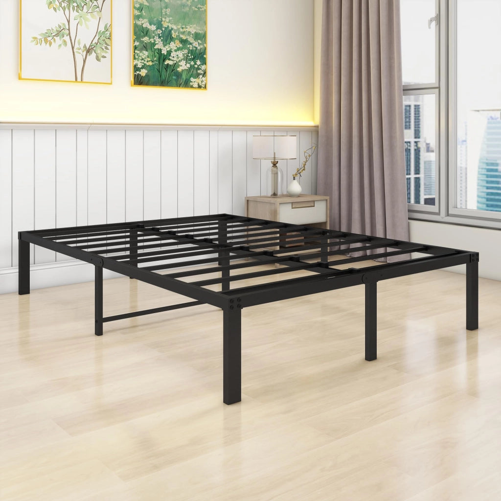 LETTO in metallo 140x200 cm nero con spazio contenitore