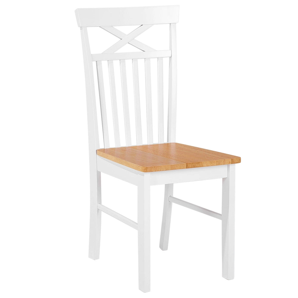 Set di 2 sedie da pranzo di colore bianco con legno chiaro in stile tradizionale classico