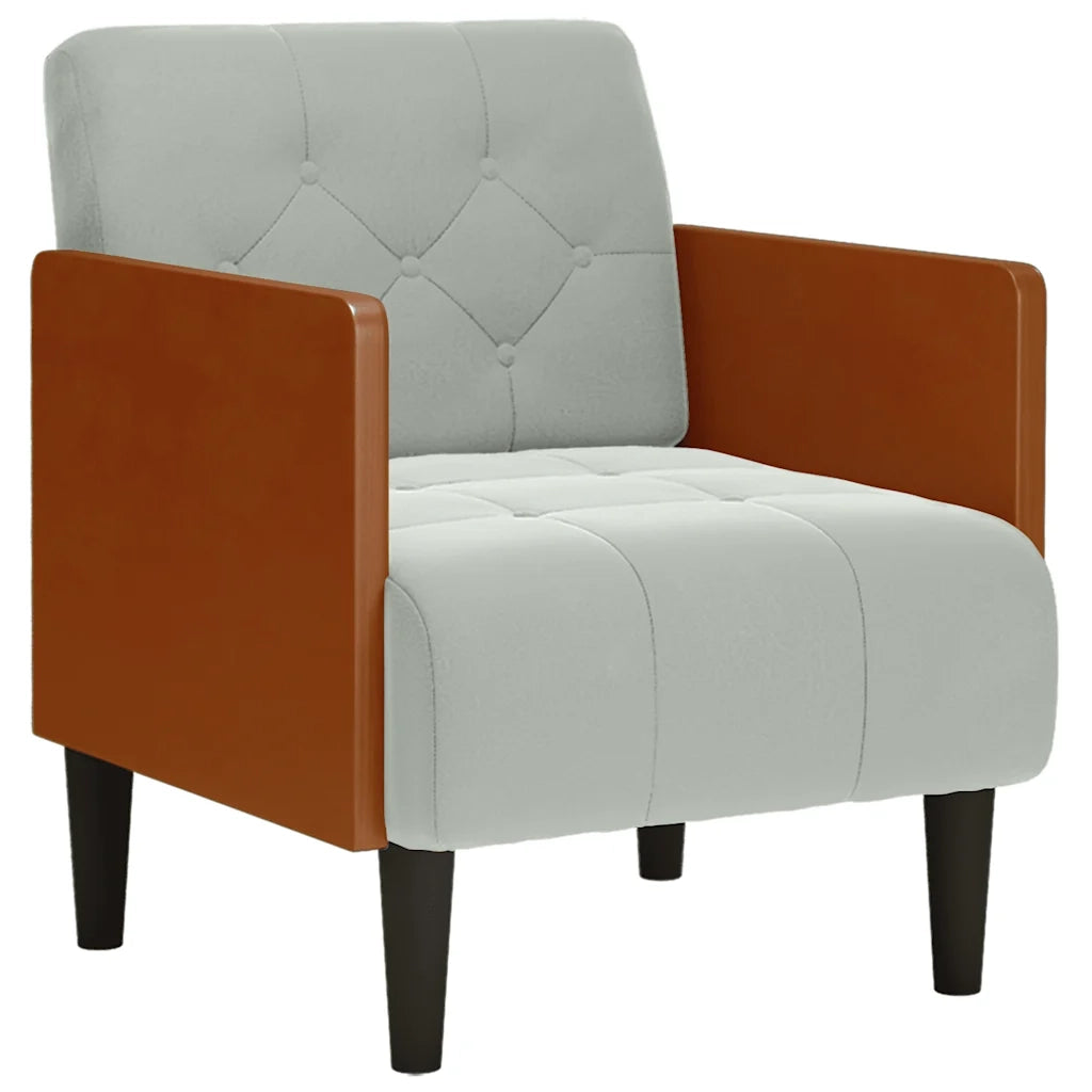 Divano Sedia con Braccioli-Poltrona-Sofa Relax Grigio Chiaro 55 cm in Velluto