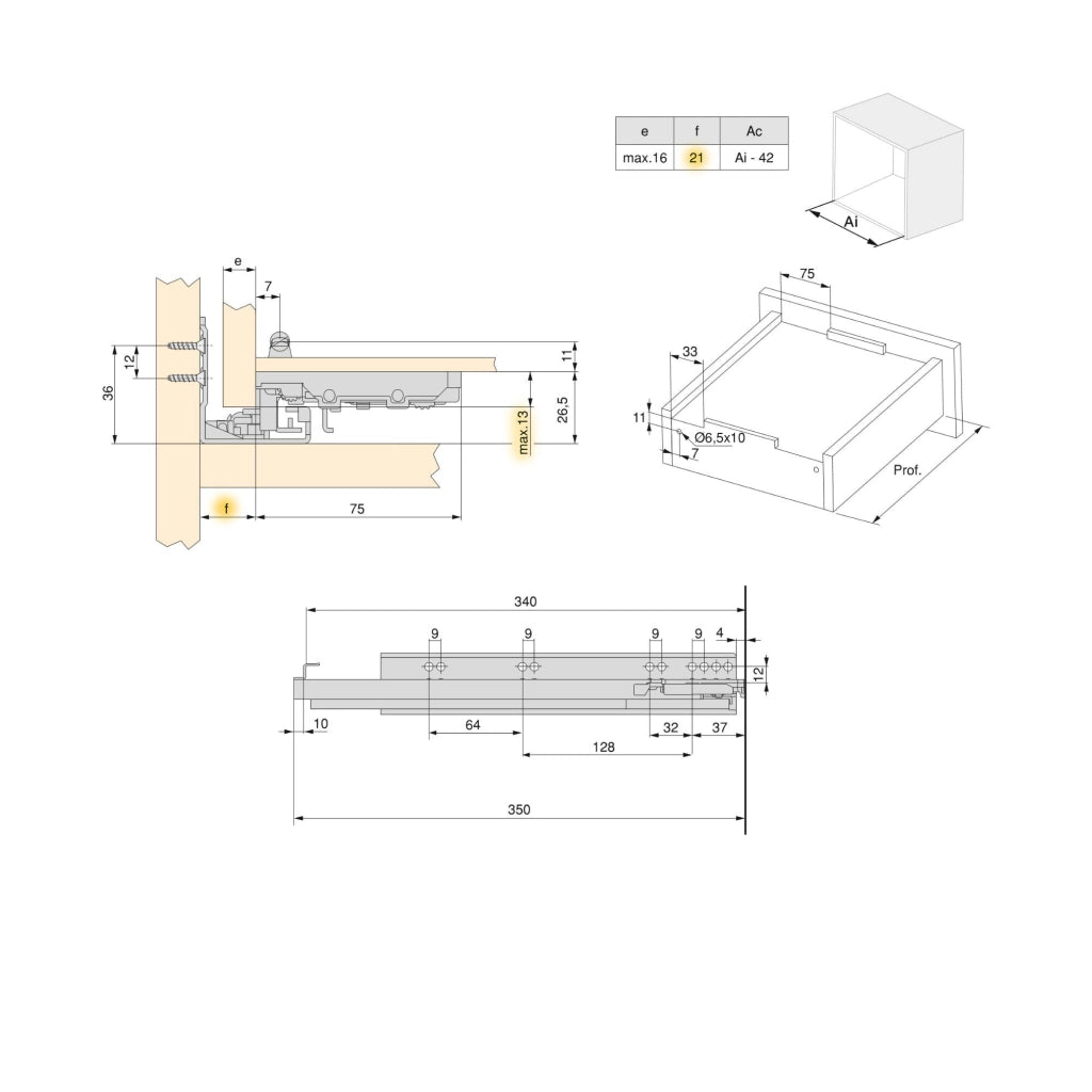 Guide Cassetto con Estrazione Soft 340 mm in Acciaio Emuca Bianco
