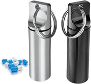 Sistema di appoggio per chiavi in miniatura - Contenitore in alluminio - Portatile per viaggi - Fuori uso - Nero argento - 2 pezzi