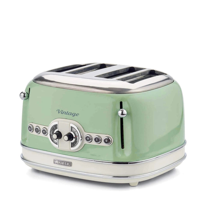 Tostapane Vintage 4 Fette - 6 Livelli di Tostatura, Funzione Defrost - Verde