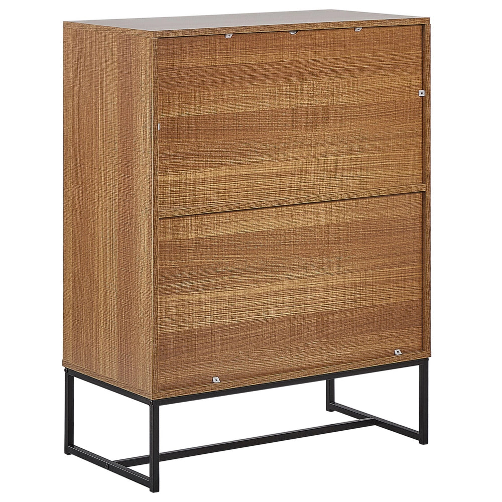Credenza in legno chiaro con gambe in metallo bianco Mobiletto 2 scomparti 4 ante 100 x 76 cm Mobili da soggiorno tradizionali moderni