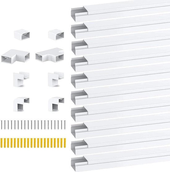 Cavo elettrico autofibro - 20 x 10 mm - Nascondi cavi - 10 pezzi - Bianco