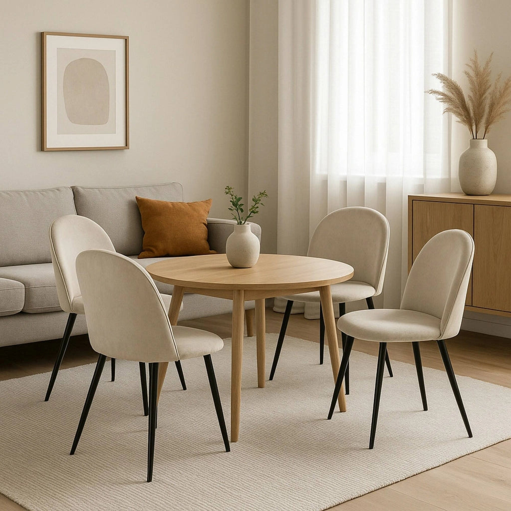 Set di 4 sedie Achito, Poltrona rivestita in velluto, Sedia da pranzo imbottita, Seduta per riunioni, 51x54h82 cm, Grigio chiaro