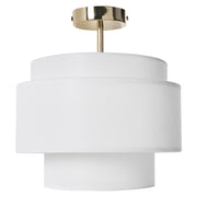 Lampadario con base in metallo bianco sporco e paralume in tessuto a più livelli, stile moderno, per soggiorno e sala da pranzo
