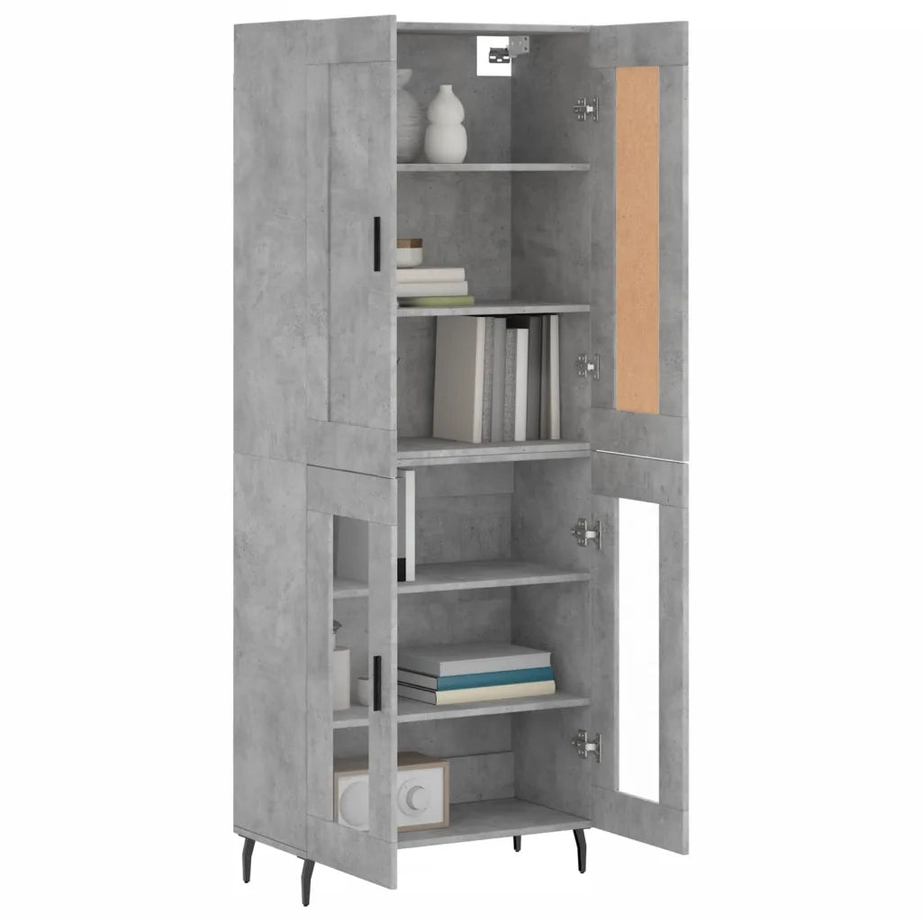 Credenza | Madia | Buffet da pranzo | Armadio da pranzo Grigio Cemento 69,5x34x180 cm in Legno Multistrato