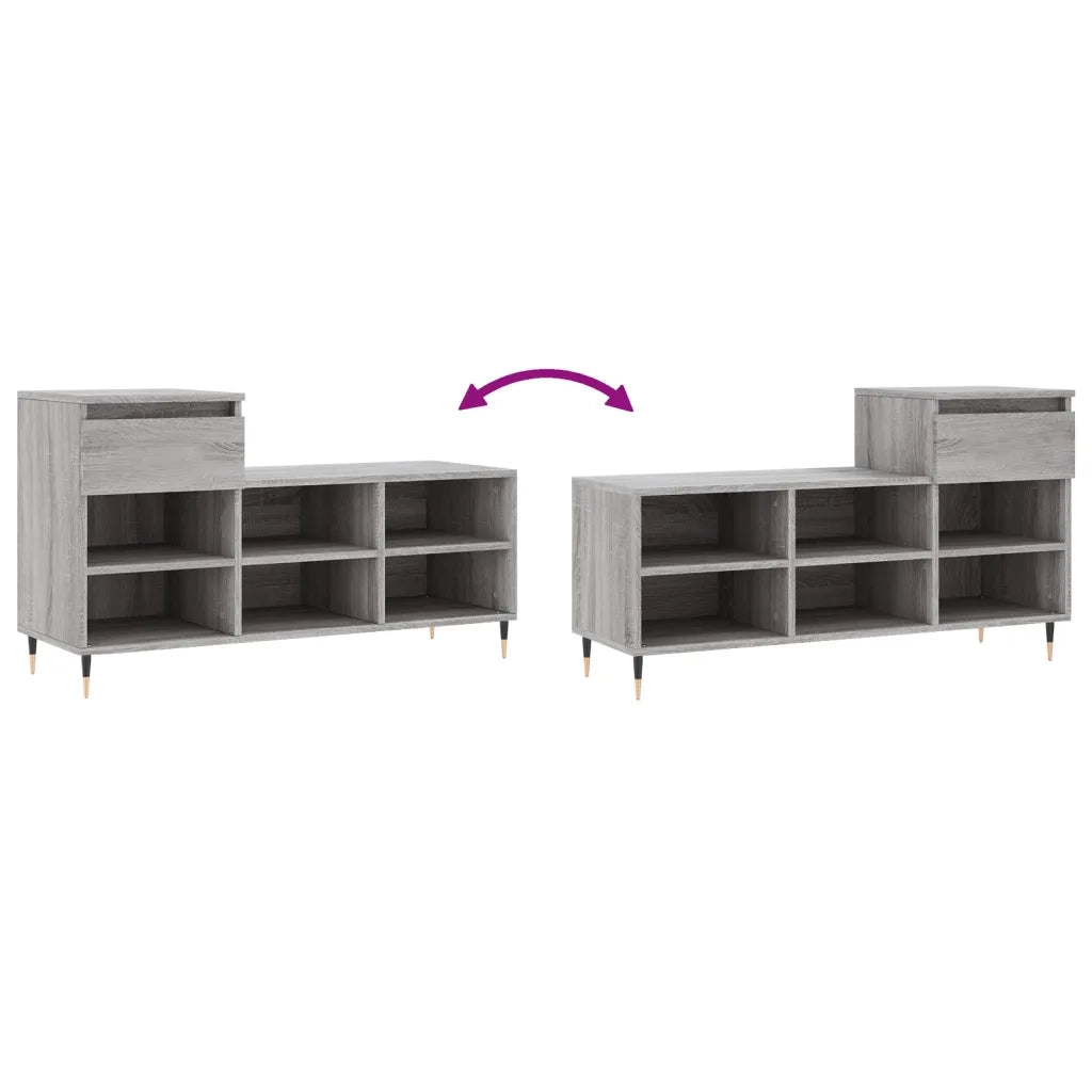 Scarpiera | Mobile per scarpe Grigio Sonoma 102x36x60 cm in Legno Multistrato