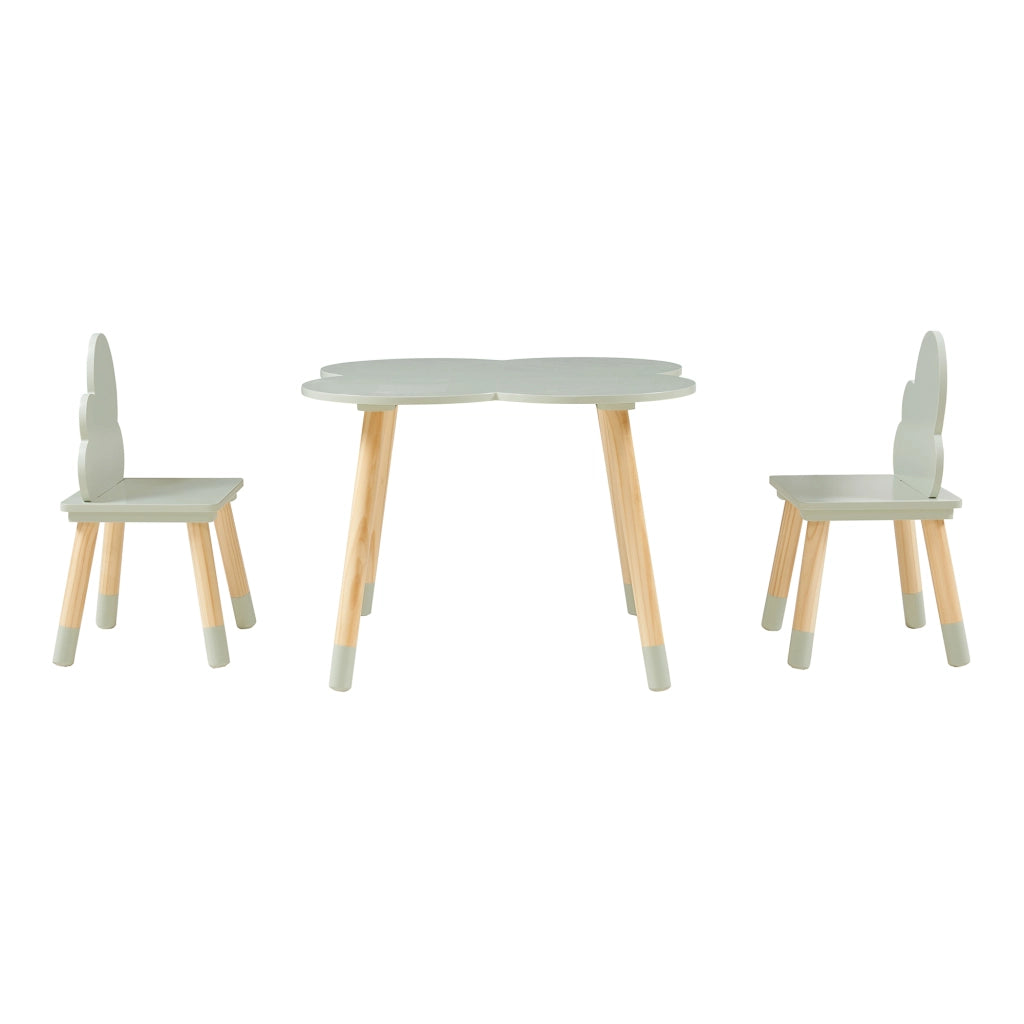 Set Epim di 3 Mobili per Cameretta Tavolino e 2 Sedie - Verde Menta / Naturale [en.casa]