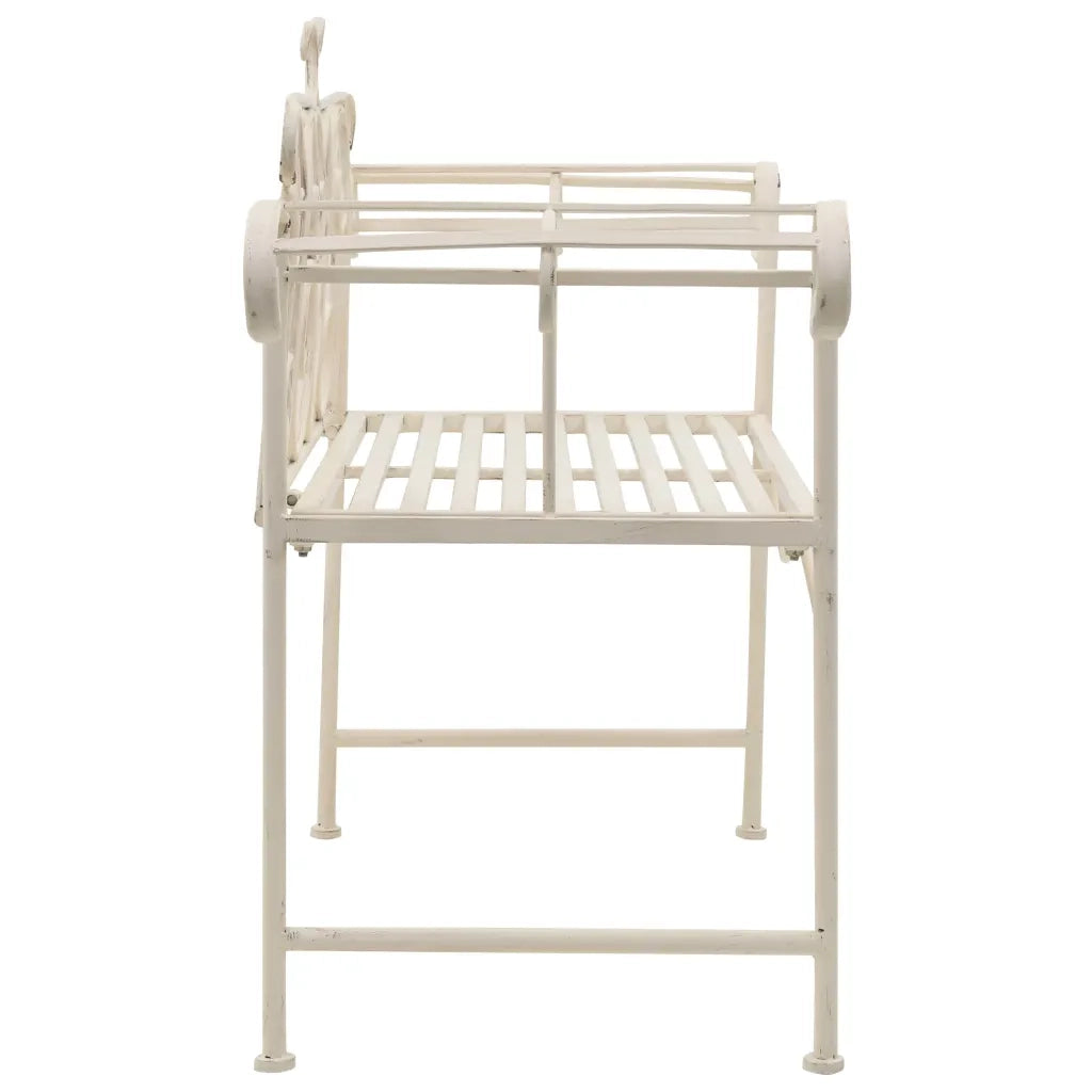 Panchina da Giardino | Panca da Giardino 132 cm in Metallo Bianco Anticato