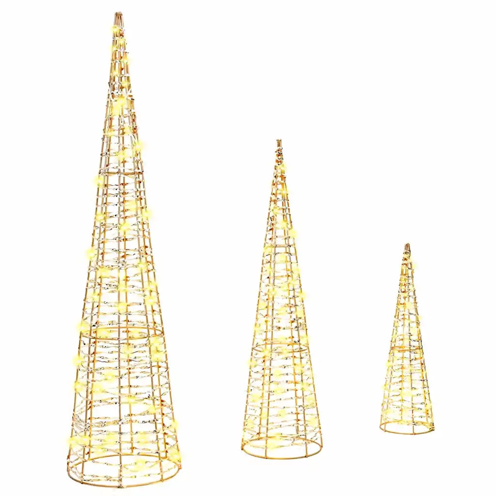 Albero di Natale 3 pcs Bianco caldo 20 x 20 x 80 cm PET 42019020