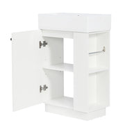 Mobile bagno con 1 anta; vani aperti e porta rotolo; lavabo in ceramica; soft close; per bagno; 55×32×87 cm