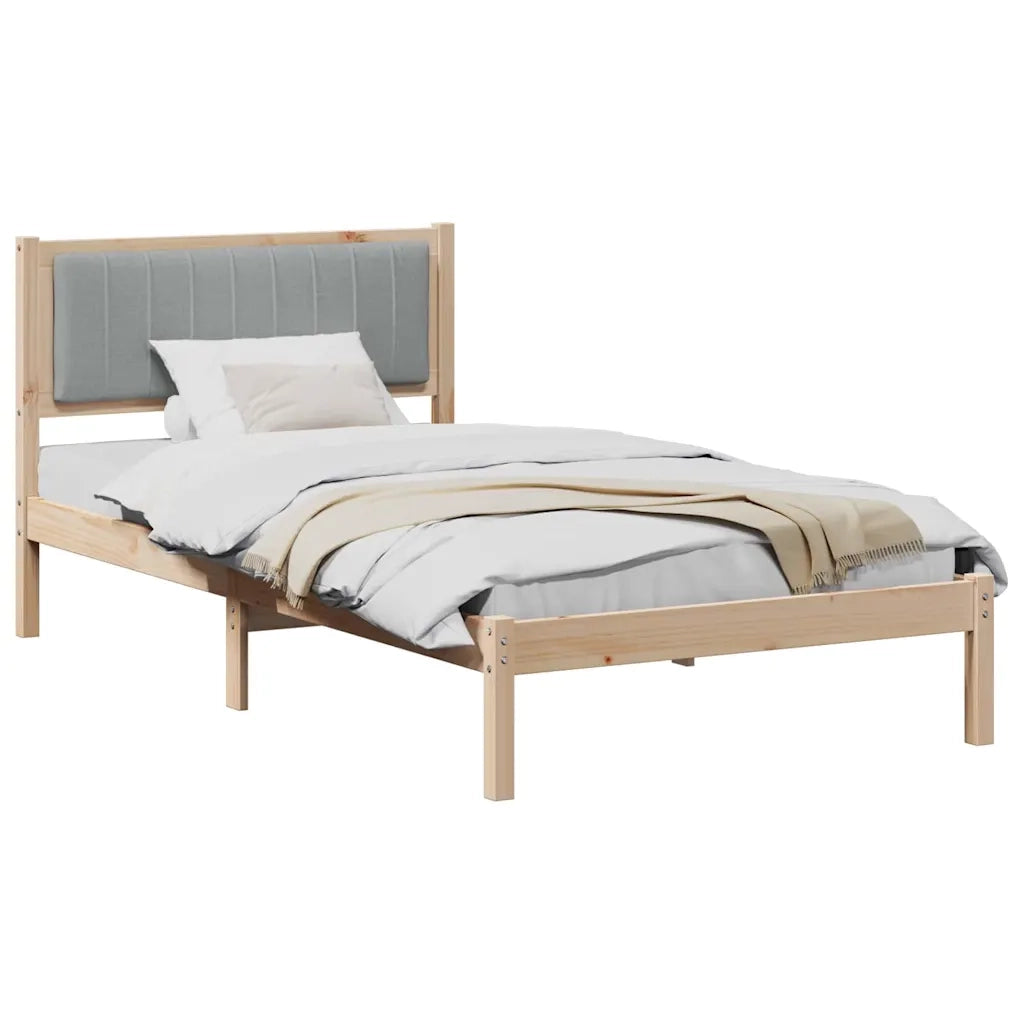 Letto con Testiera Rivestita Grigio chiaro 100 x 200 cm