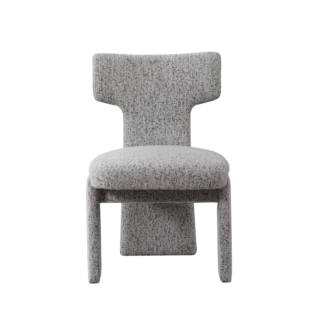 Set 2 Poltrone Imbottite in Chenille ¨C MINIMAL ¨C Senza Braccioli, Schienale Curvo, Bianco e Nero