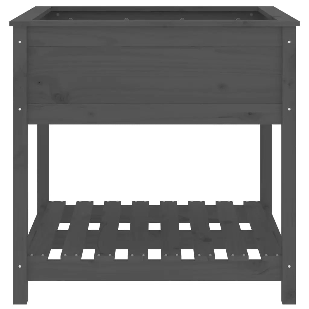 Fioriera con Mensola Grigia 82,5x82,5x81 cm Legno Massello Pino
