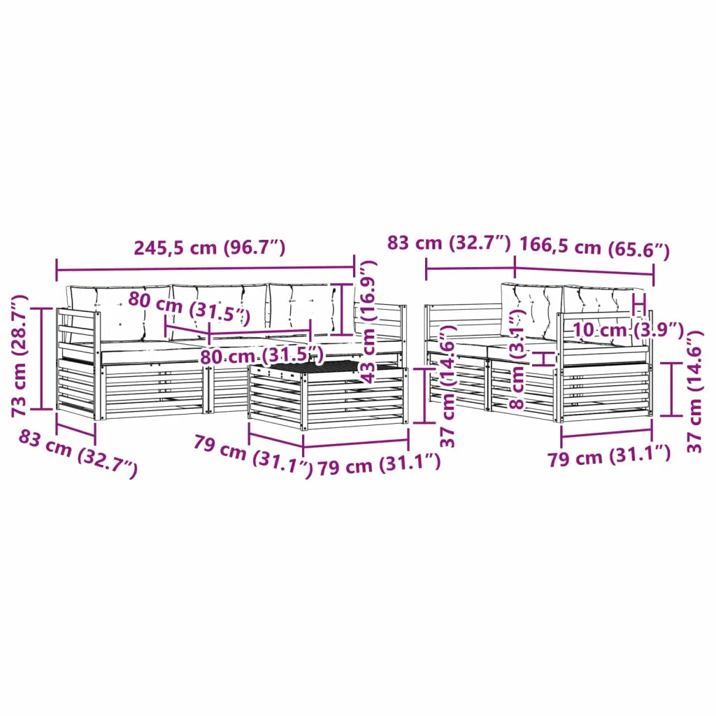 Set di divani da esterno 6 pz Bianco e Antracite 3390027