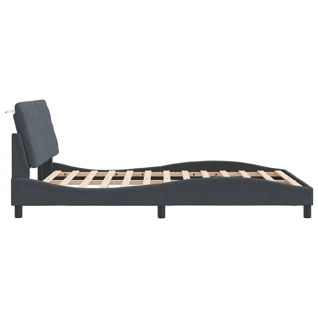 Giroletto senza Materasso Grigio Scuro 140x190 cm Velluto