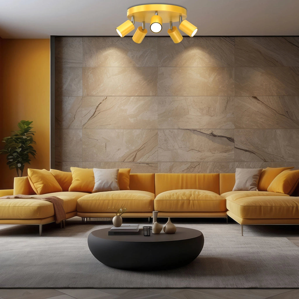 Lampada da soffitto Fun 5xGU10 gialla in metallo Luminex
