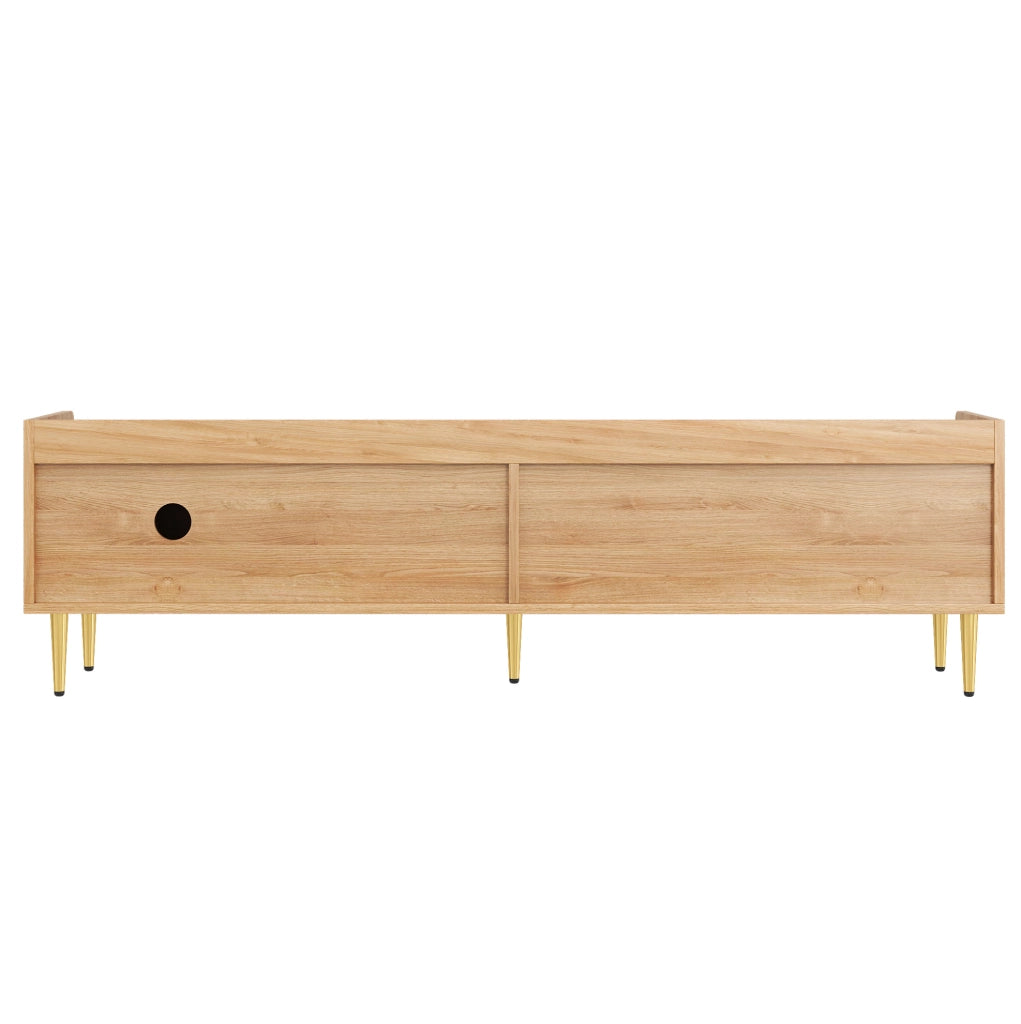 Mobile TV 170x35x47.5 cm con ante scultoree; maniglie in metallo; MDF; naturale