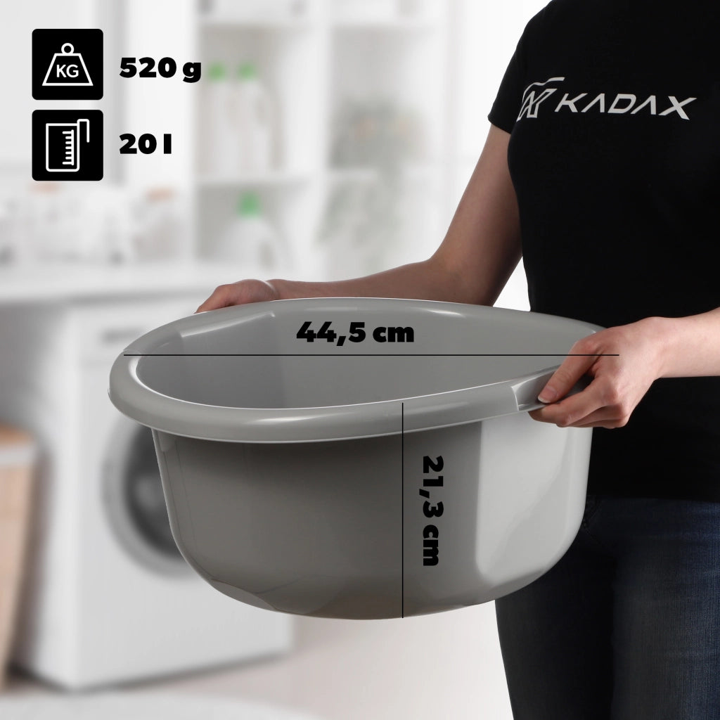 Bacinella per bucato KADAX da 20 litri, grande contenitore rotondo in plastica.