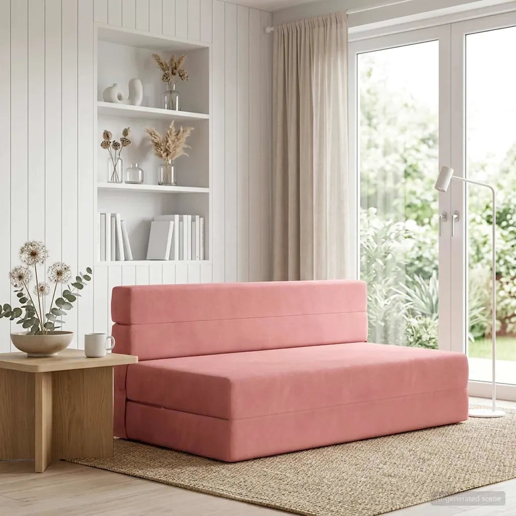 Divano Letto Pieghevole Rosa 152 x 86,5 x 60 cm Tessuto 900129