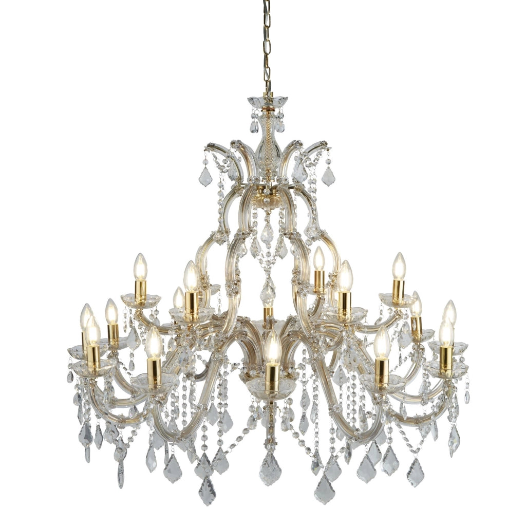 Lampadario Classico Marie Therese Acciaio Adjustable Vetro 18 Luci E14