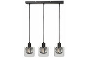 Lampada sospensione barra Elmo Reality nera 3xE14 vetro