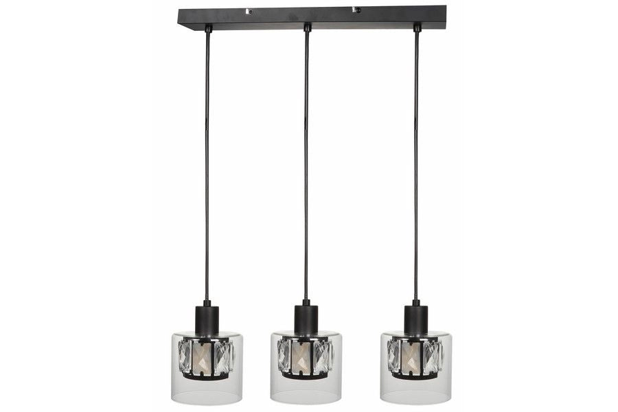Lampada sospensione barra Elmo Reality nera 3xE14 vetro