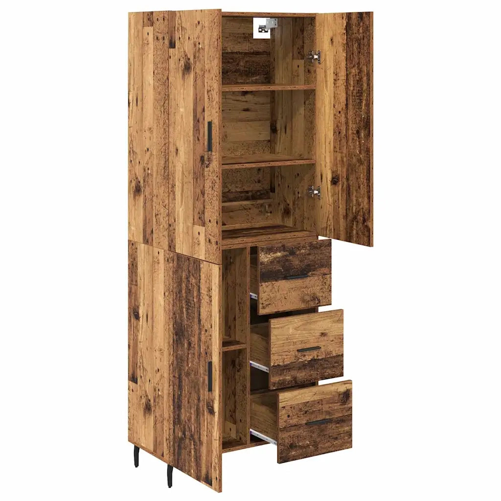 Credenza 2 pcs Legno vecchio Legno Stratificato e Vetro 3415770