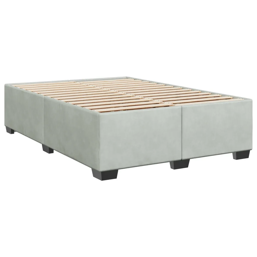 Giroletto a Molle con Materasso Grigio Chiaro 160x200cm Velluto