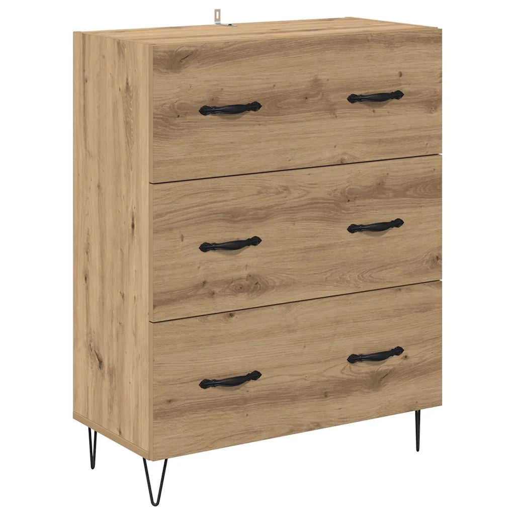 Credenza 2 pcs Rovere artigianale Legno ingegnerizzato e vetro