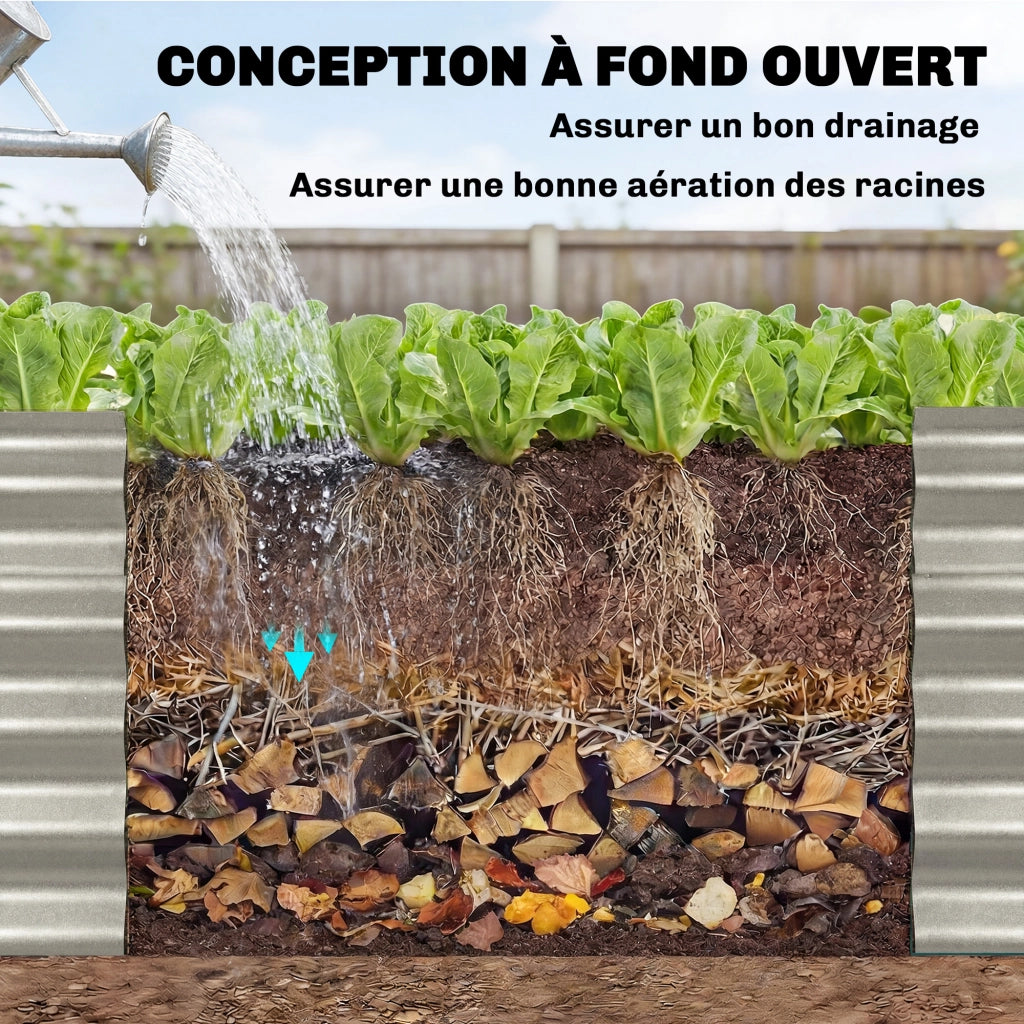 Orto rialzato da giardino ¨C Xylo ¨C acciaio galvanizzato grigio 240x40x45cm