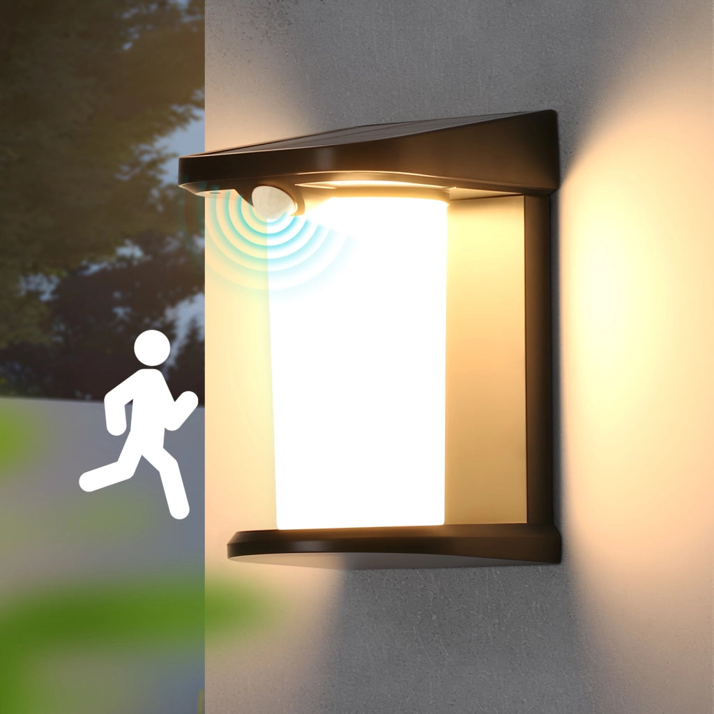 ZMH Lampada da Parete Solare Esterna con Sensore di Movimento per Giardino 2 Modalità 3000K Luce Calda LED